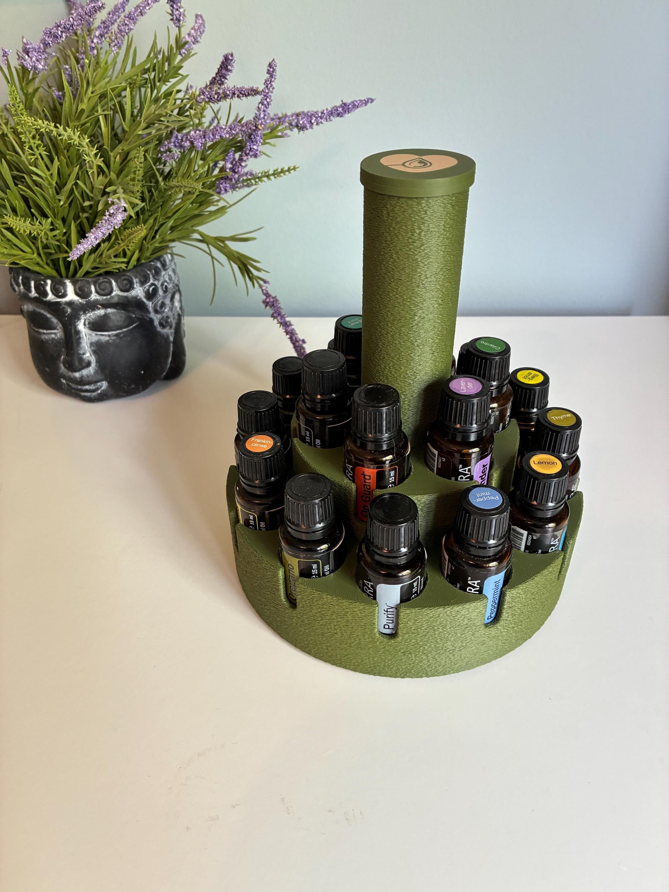 Customizable rotating essential oils stand - Personalized 360 Bottle Organizer | Lazy Susan Style Aromatherapy Stand